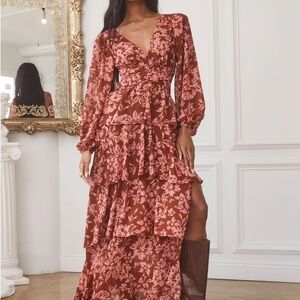 NWT ASTR THE LABEL Anora floral tiered dress sz. L